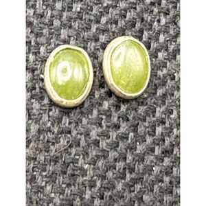 Jade and Sterling Silver Stud Earrings, NEW, Handmade, Artisan